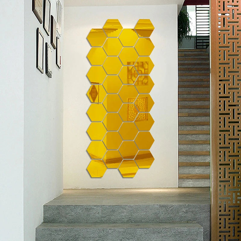 Hexagon Mirror Wall Stickers