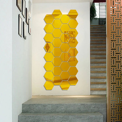 Hexagon Mirror Wall Stickers