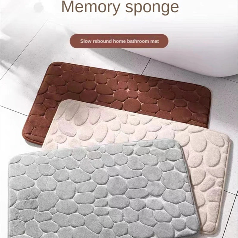 Non-Slip 3D Cobblestone Bathroom Mat