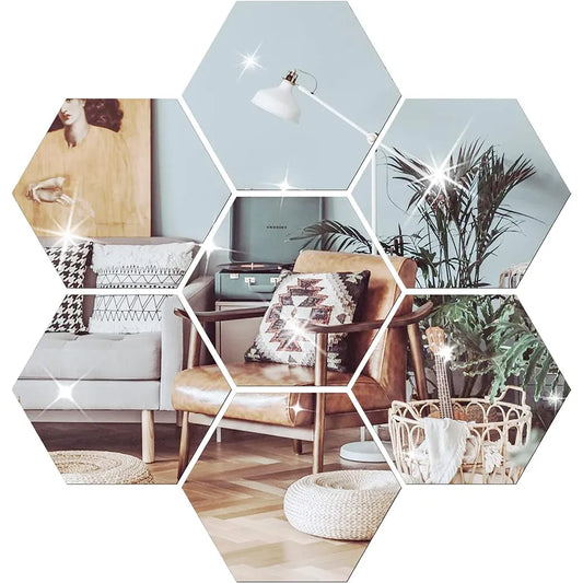 Hexagon Mirror Wall Stickers