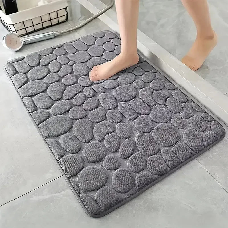 Non-Slip 3D Cobblestone Bathroom Mat